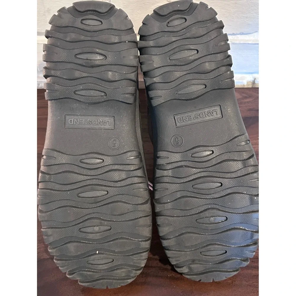 Lands End‎ Youth Snow Boots Gray Purple Waterproof Duck Boots Size 5M Gorpcore